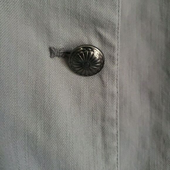 Coldwater Creek Women Trench Coat Size L Gray Buttons Pockets Cotton Lightweight - Picture 5 of 13